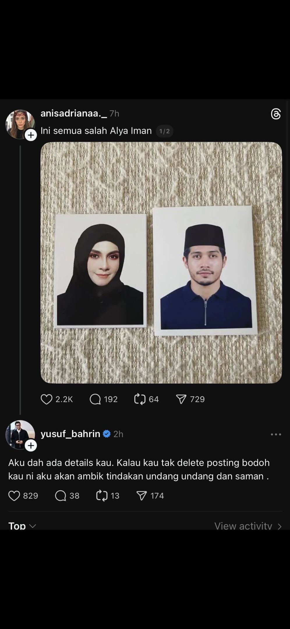 Image from: Netizen dakwa Alya Iman jadi punca cerai, Yusuf Bahrin mahu ambil tindakan!