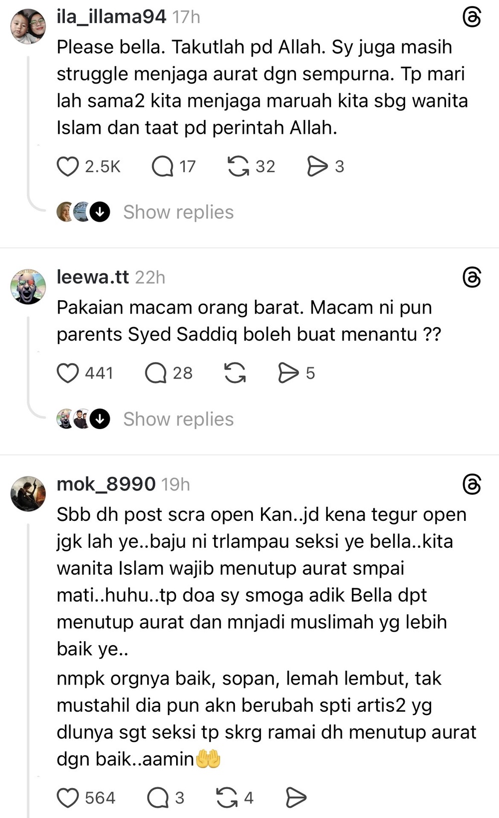 Image from: Pakaian terlalu terdedah, Bella Astillah ditegur netizen – “Turn off tengok belakang badan tu”