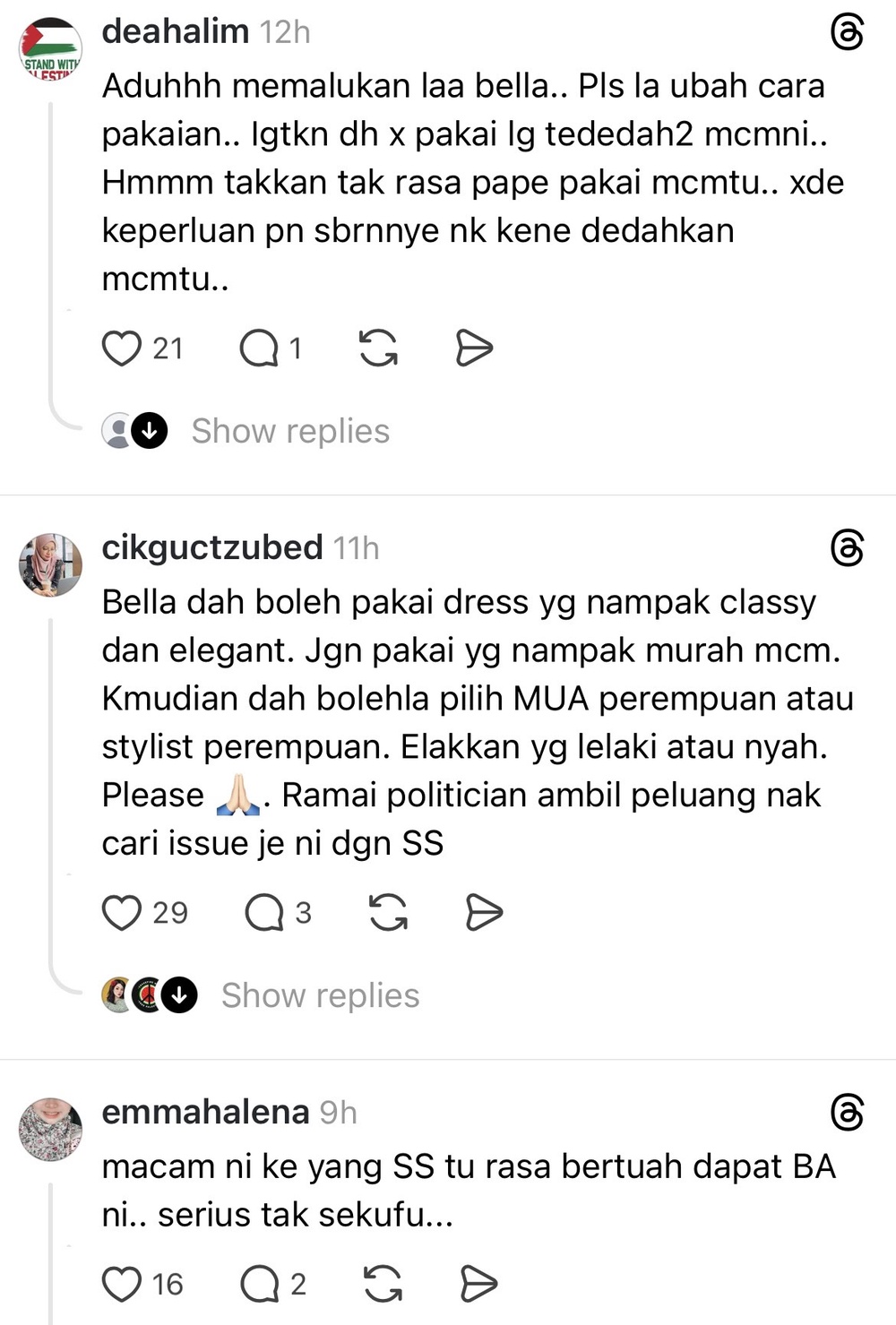 Image from: Pakaian terlalu terdedah, Bella Astillah ditegur netizen – “Turn off tengok belakang badan tu”