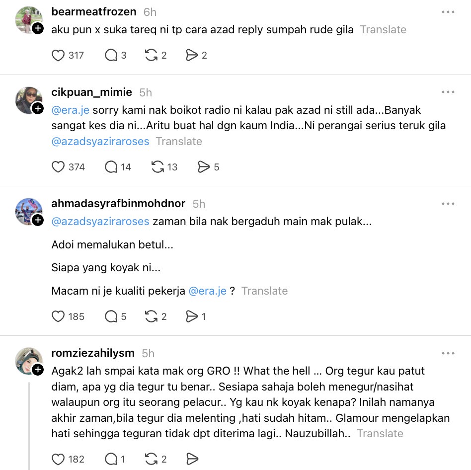 Image from: Libatkan ibu, netizen anggap kata-kata Pak Azad ke Tareq Fit melampau -“Celupar mulut!”