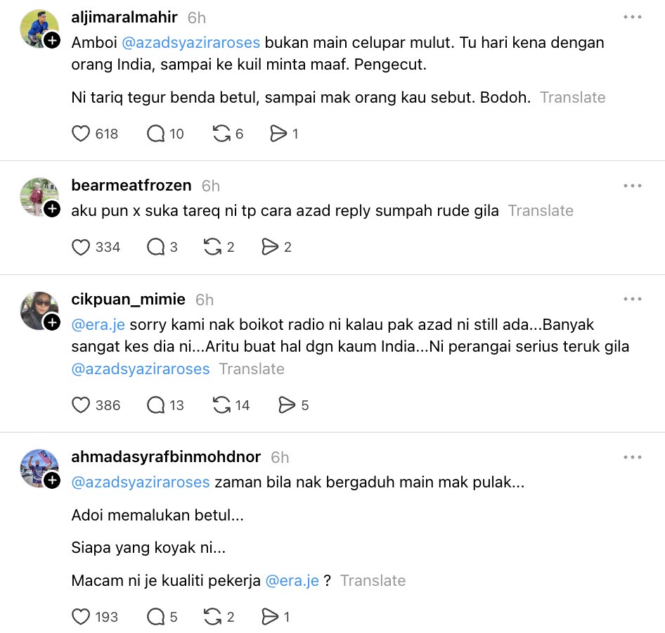 Image from: Libatkan ibu, netizen anggap kata-kata Pak Azad ke Tareq Fit melampau -“Celupar mulut!”