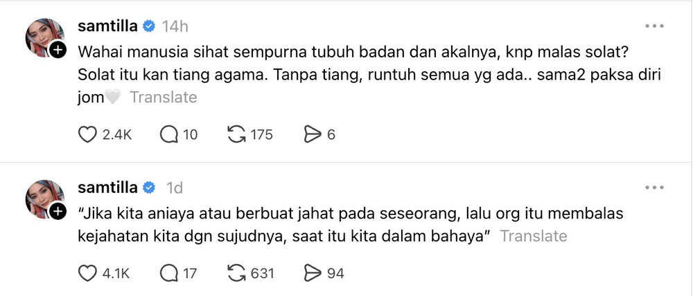 Image from: Syatilla Melvin seru banyakkan doa taubat – “Bayangkan lepas baca Allah takdirkan kita meninggal…”