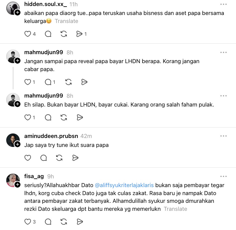 Image from: “Ingat papa baru berniaga sehari ke? Papa pembayar tegar LHDN” -Aliff Syukri