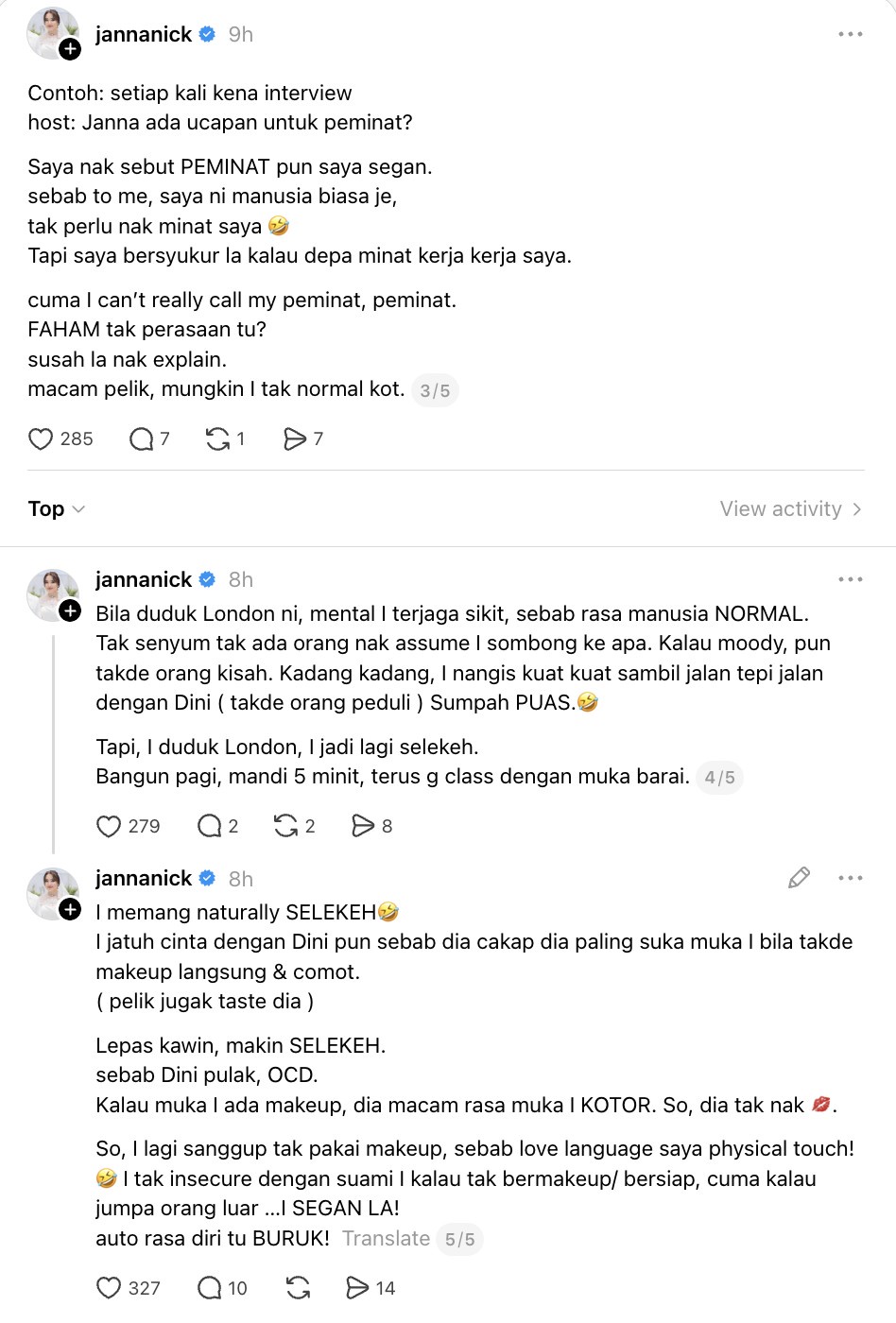 Image from: Janna Nick tak sombong tapi ‘insecure! Anggap diri selekeh, malu jumpa orang luar