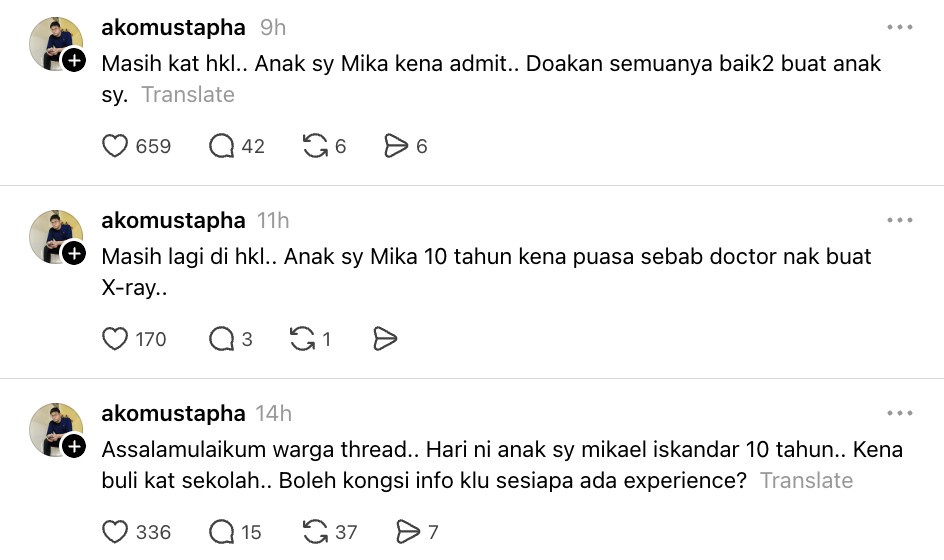 Image from: Anak Ako Mustapha dikasari 5 murid lain, dedah ada kesan tumbukan & tapak kasut