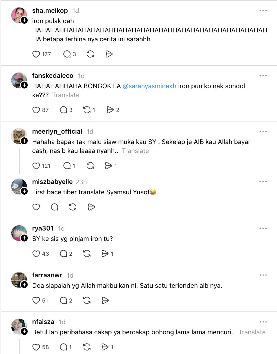 Image from: “Pinjam dua, dia kasi satu je”- Individu dakwa Sarah Yasmine tak pulangkan seterika?