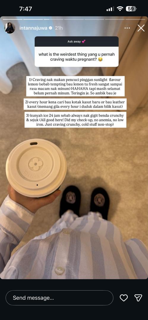 Image from: Hamil anak kedua, Intan Najuwa mengidam makan pencuci pinggan perisa lemon