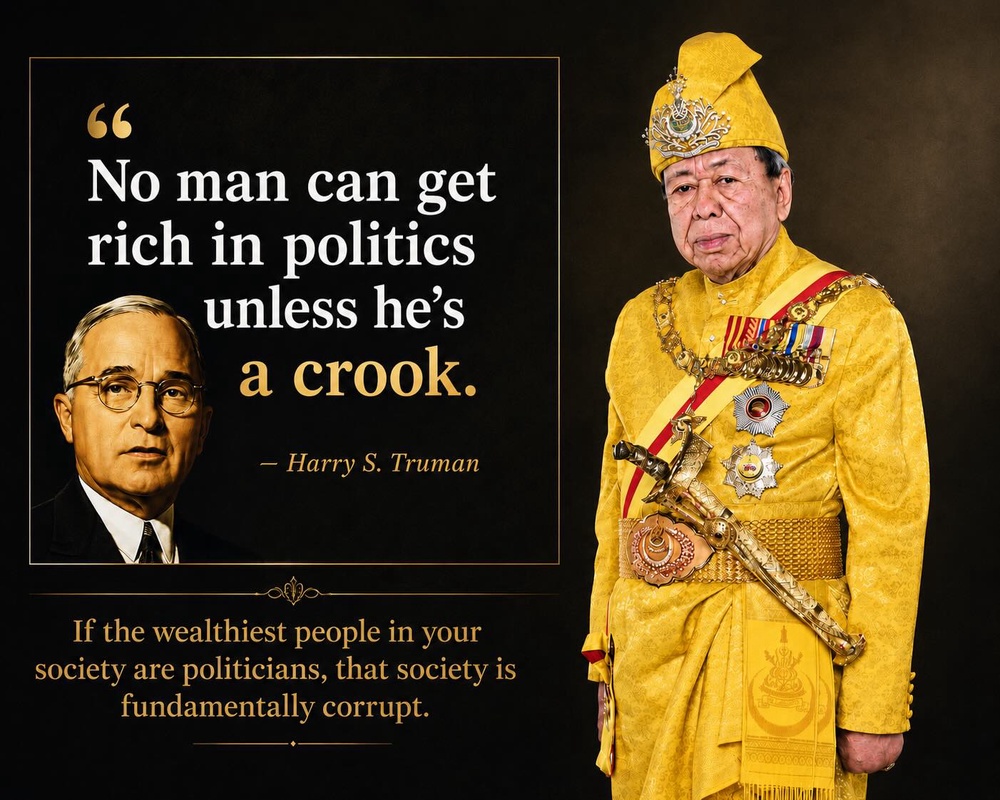 Image from: Sultan Selangor kongsi petikan tentang rasuah – “Tiada yang mampu jadi kaya melalui politik melainkan…”