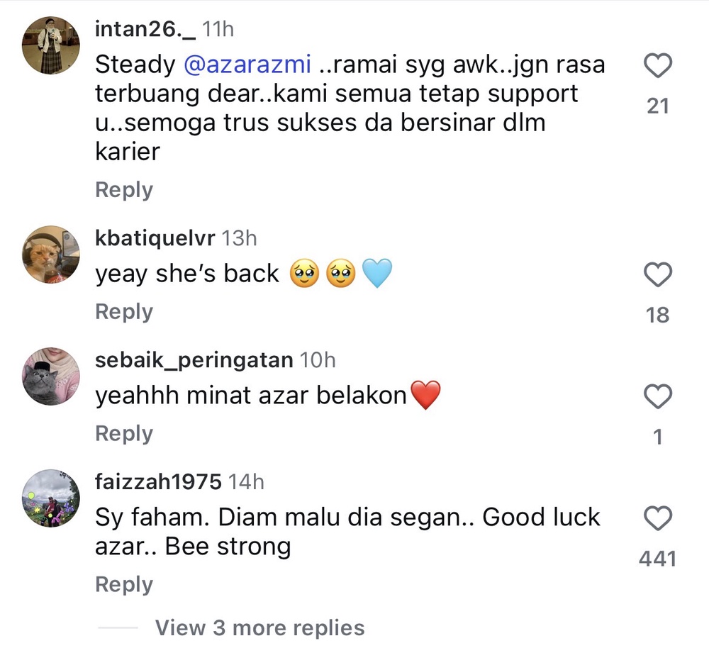 Image from: Azar Azmi gagal tahan sebak, kembali berlakon selepas tujuh tahund menghilang – “Saya nervous, takut”