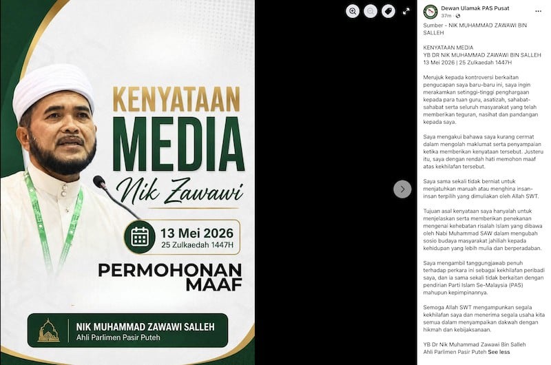 Image from: Fadhli Shaari syukur Nik Zawawi mohon maaf -“Semoga kesilapan ini tidak berulang..”