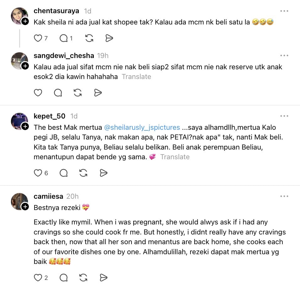 Image from: Sedia masak apa sahaja, Sheila Rusly suka menantu ‘request’ makanan