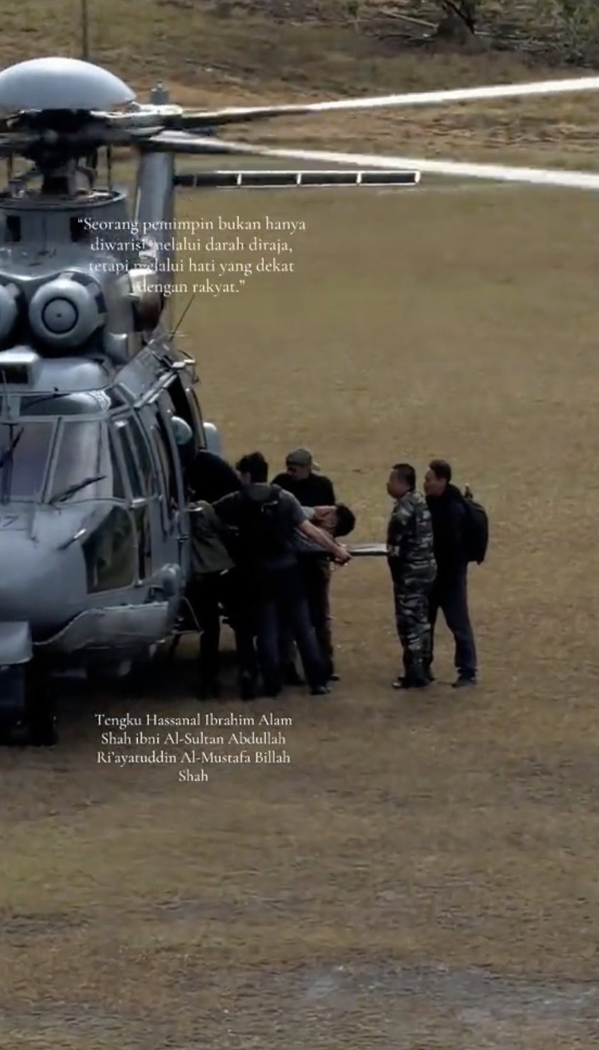 Image from: Naik helikopter turun Gunung Kinabalu, Tengku Hassanal iring anggota cedera demi rawatan segera