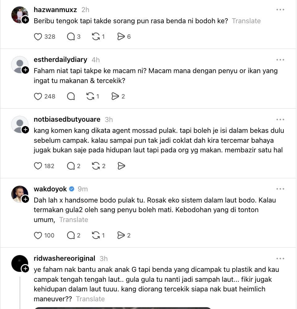 Image from: “Saya sedar saya manusia yang kurang cerdik…”- Haroqs mohon maaf campak coklat ke laut, cuma harap sampai G