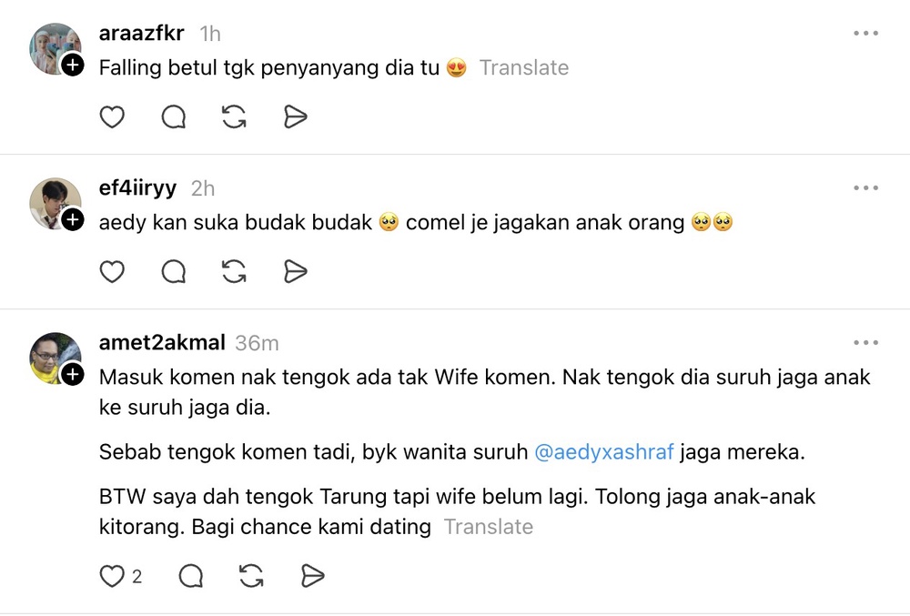Image from: Netizen tersentuh lihat Aedy Ashraf usap kepala budak – “Dia rindu zaman kecilnya”