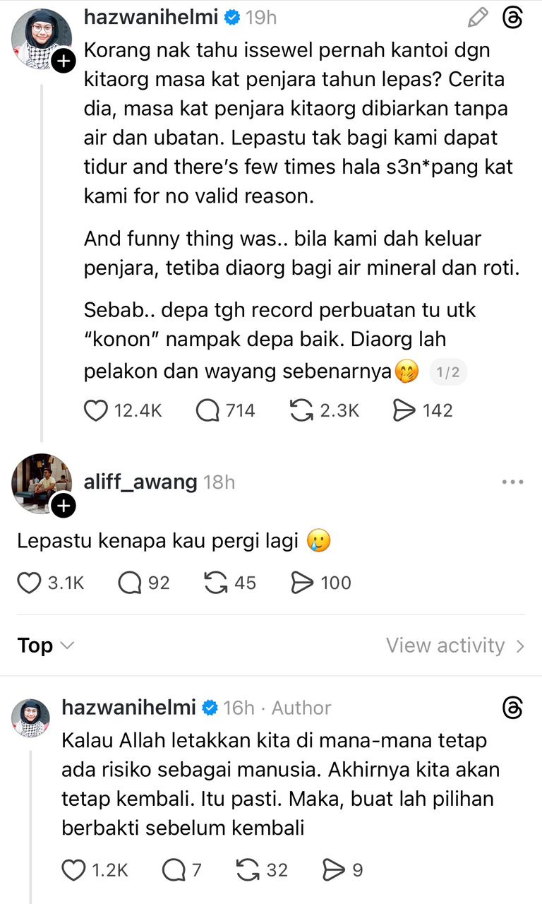 Image from: Hazwani Helmi sertai misi G walau sedar bahaya, Opai persoal: “Lepas itu, kenapa kau pergi lagi?”