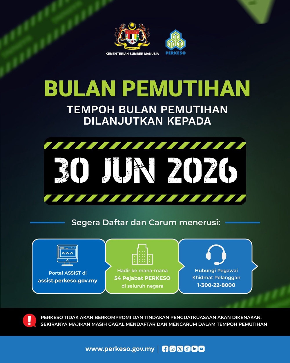 Image from: PERKESO lanjut Ops Pemutihan hingga 30 Jun 2026, perluas perlindungan sosial pekerja