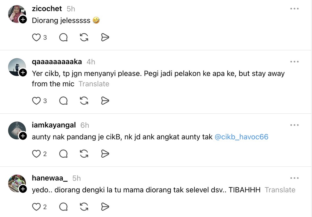 Image from: Dikata untung lahir dalam keluarga berduit, Cik B sekolahkan netizen – “Kenapa, nak tukar mak ke?”