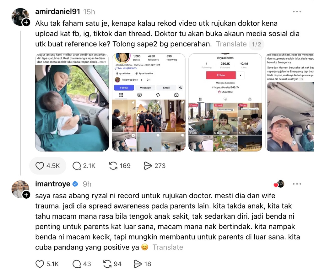 Image from: Ryzal Ibrahim dikecam rakam detik cemas anak, Iman Troye tampil pertahan – “Boleh jadi rujukan doktor”