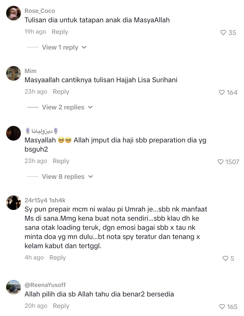 Image from: Ramai kagum nota persediaan haji Lisa Surihani -“Rezeki dia dapat siapkan diri dengan ilmu”