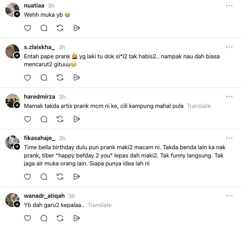 Image from: Ramai tak senang lihat ‘prank’ hari jadi keluarga Bella Astillah -“Ada YB dekat situ”