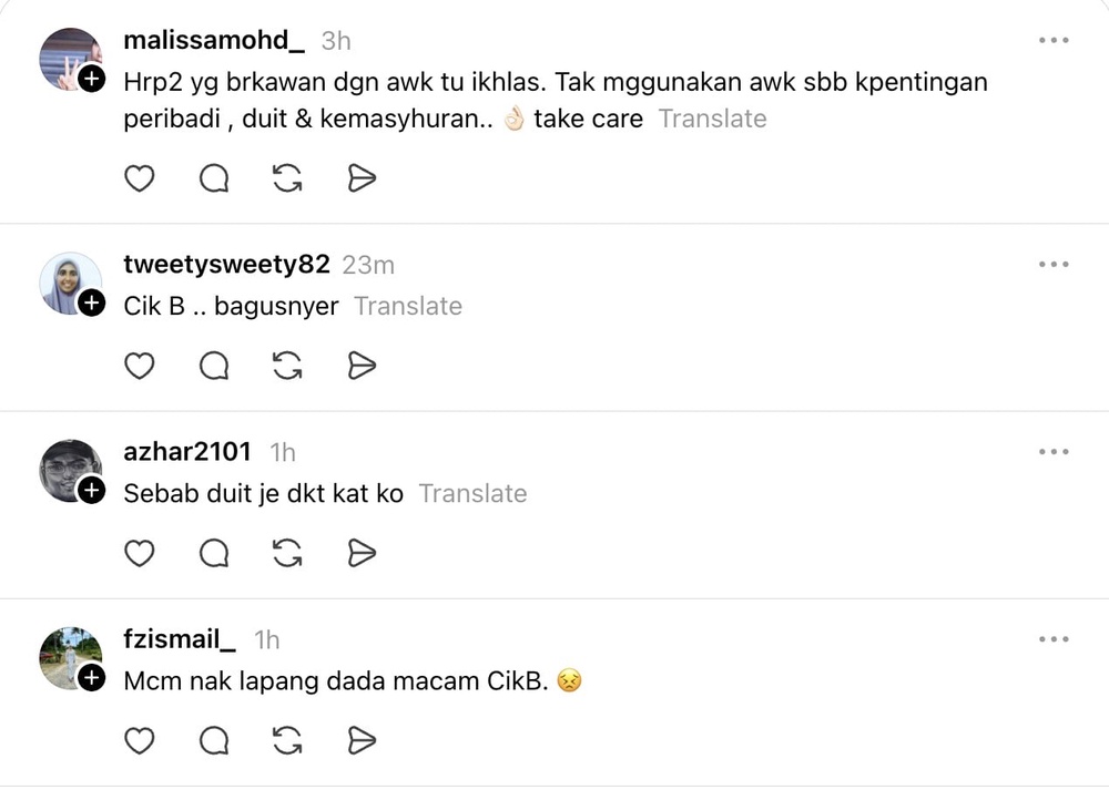 Image from: Tak kisah dipergunakan, Cik B akui tetap ikhlas dalam persahabatan