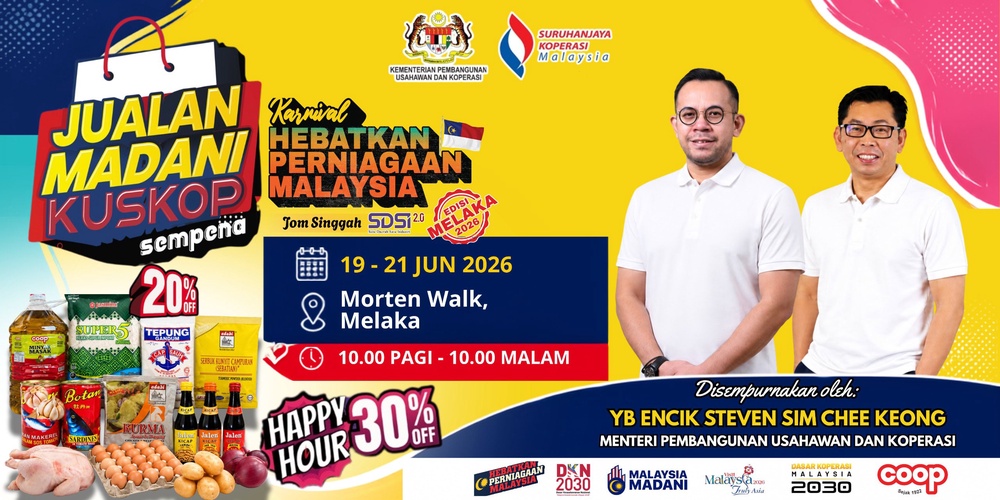 Image from: Diskaun barang dapur hingga 30%, Karnival Hebatkan Perniagaan Malaysia ke Melaka bermula hari ini