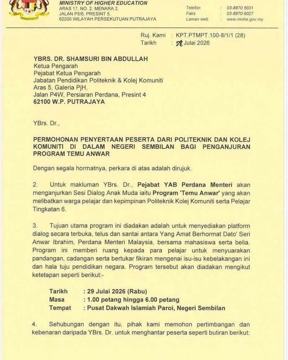 Image from: Patutnya kerah semua pelajar pergi Program Temu Anwar – Pemuda PAS sindir PH ambil kesempatan?