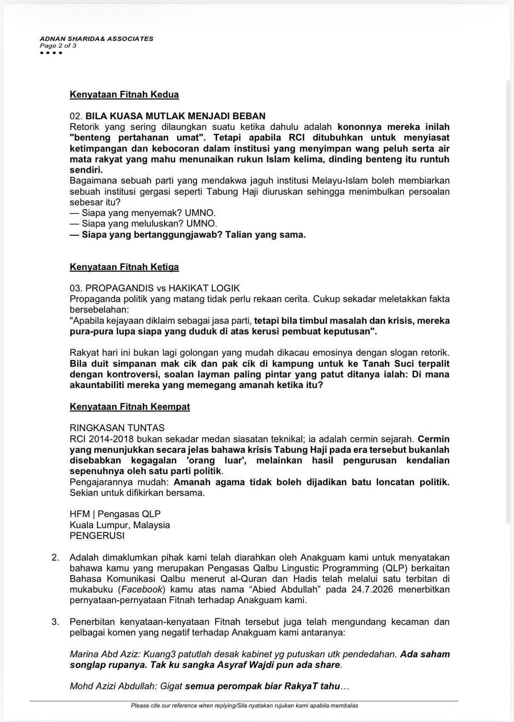 Image from: Isu Tabung Haji: Ini soal maruah! Asyraf Wajdi hantar LOD RM5 juta kepada dua individu