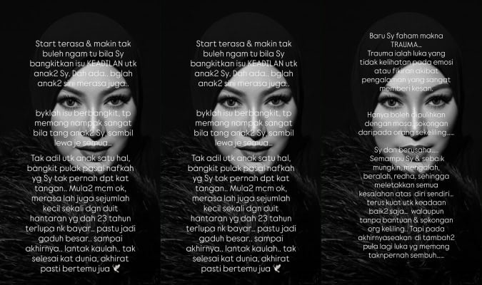 Image from: Trauma! Abby Abadi luah perit, pendam luka bertahun-tahun -“Mamamu ini berjuang sendiri…”