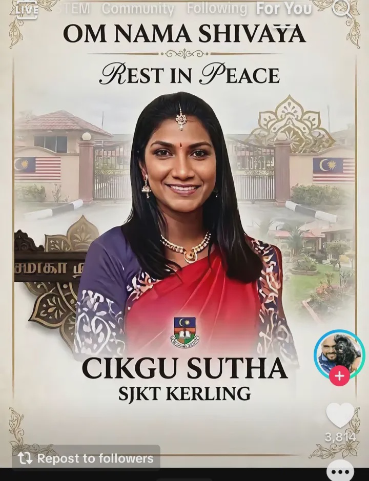 Image from: Kes guru SJKT Ladang Kerling: Hormat privasi keluarga mendiang! Fadhlina Sidek rayu hentikan spekulasi