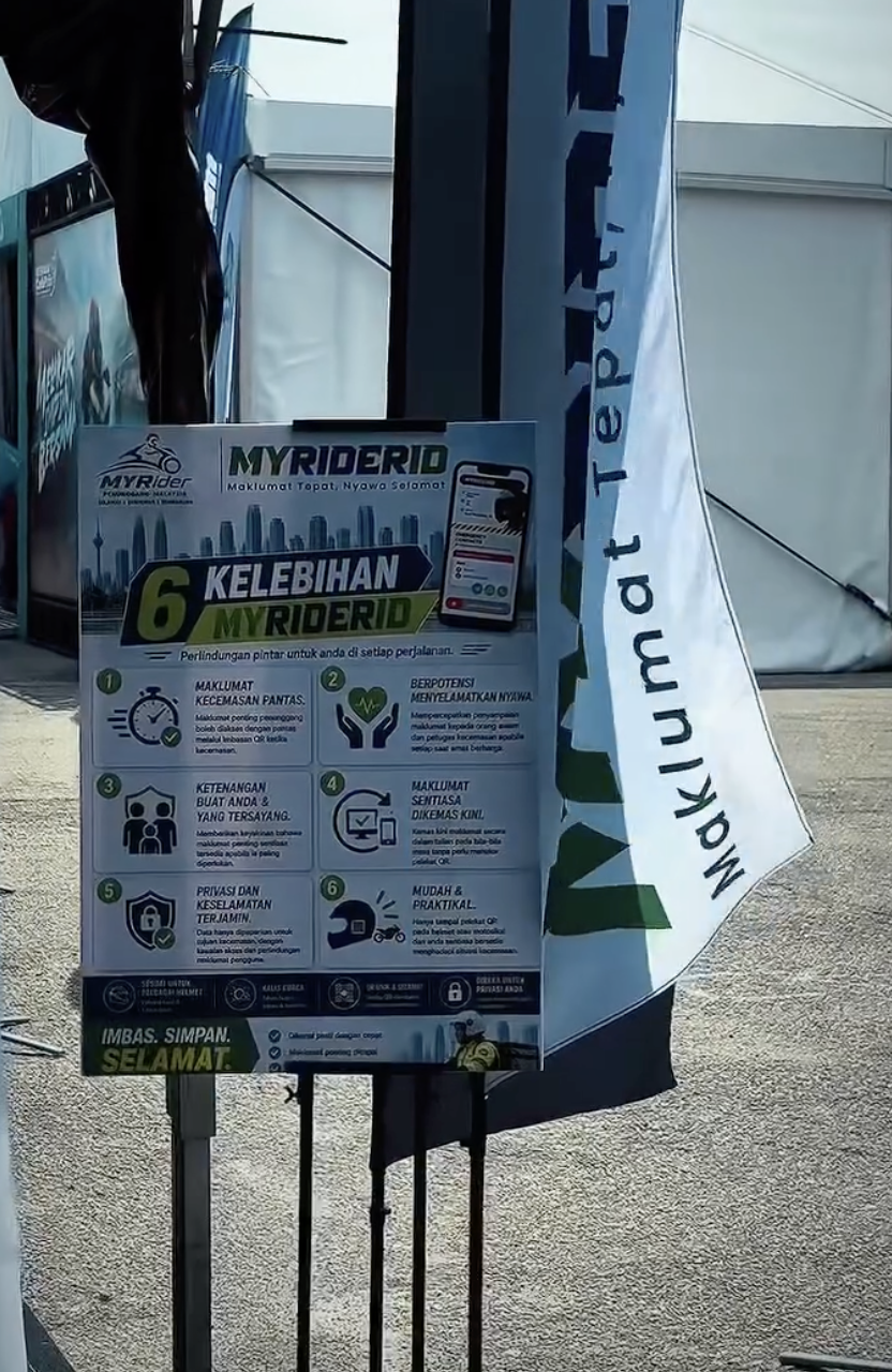 Image from: Keselamatan penunggang motosikal diperkasa, 1,000 pencarum terima MYRIDERID percuma