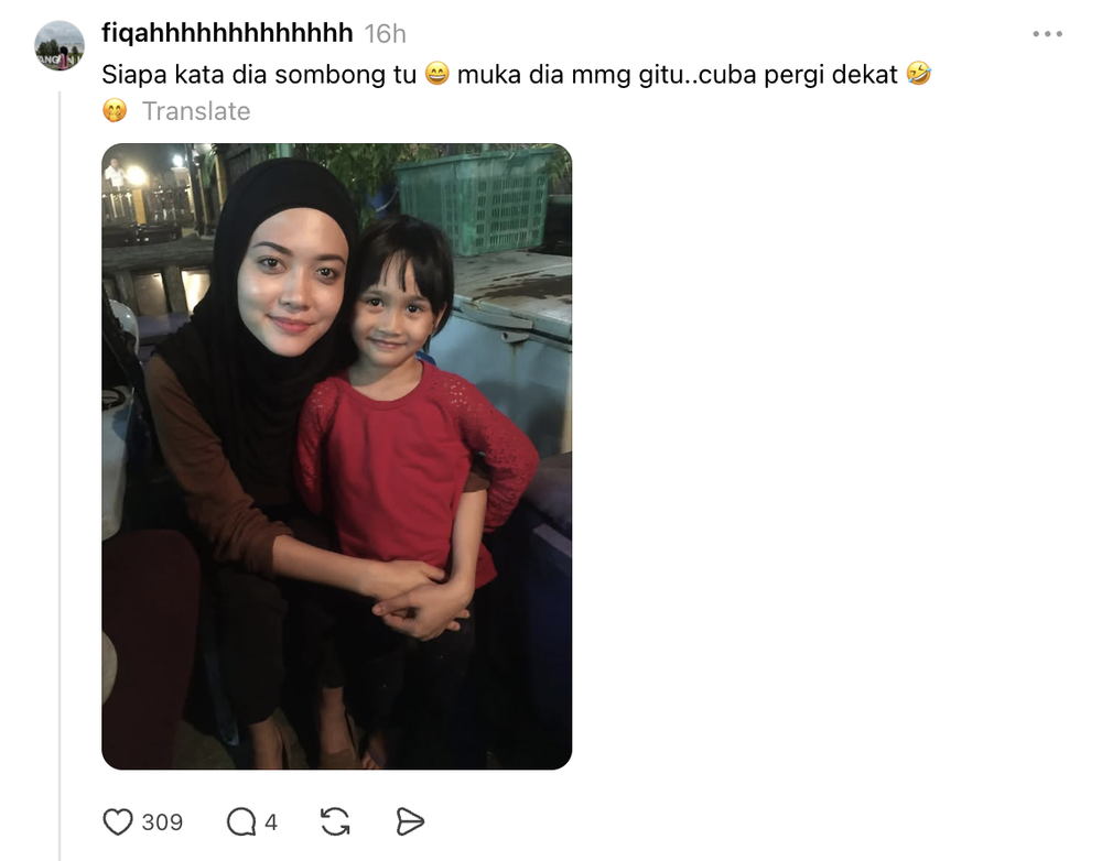Image from: Muka garang bukan sombong! Syatilla Melvin minta jangan segan, tegur jika terserempak