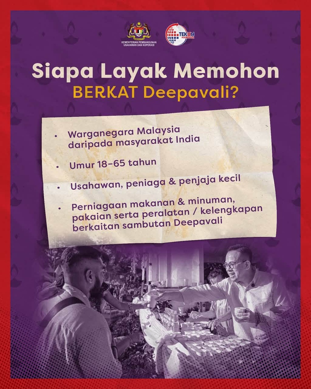 Image from: Usahawan India boleh senyum! KUSKOP lancar BERKAT Deepavali, tawar pembiayaan hingga RM30,000