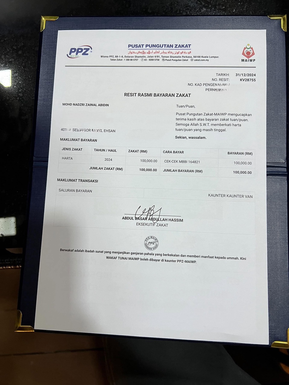Image from: Jep Sepahtu tunjuk bukti resit bayar zakat! Bidas -“Kalau sembang semua orang boleh, lagi lagi zaman podcast”