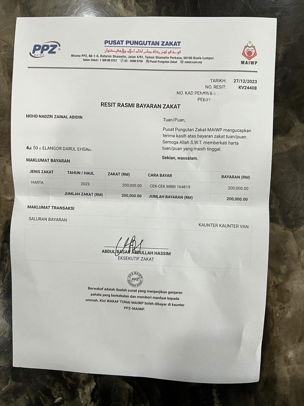 Image from: Jep Sepahtu tunjuk bukti resit bayar zakat! Bidas -“Kalau sembang semua orang boleh, lagi lagi zaman podcast”