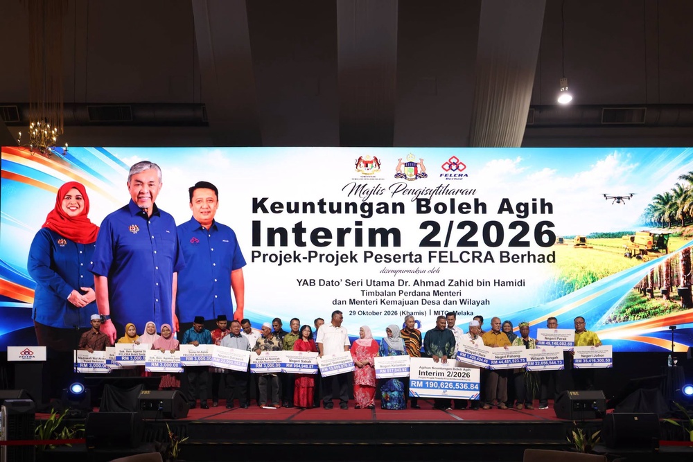 Image from: 72,000 keluarga terima manfaat! FELCRA umum agihan keuntungan RM190.62 juta