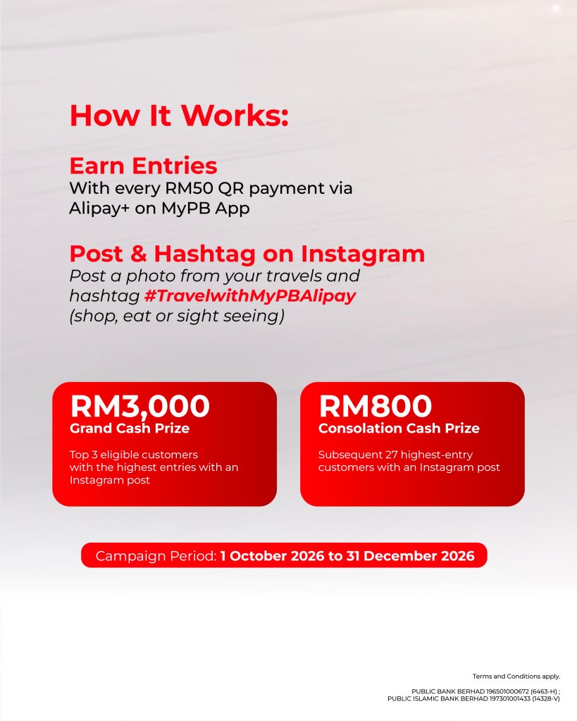 Image from: Public Bank Customers Can Win Cash Prizes For Paying With Alipay+ Abroad