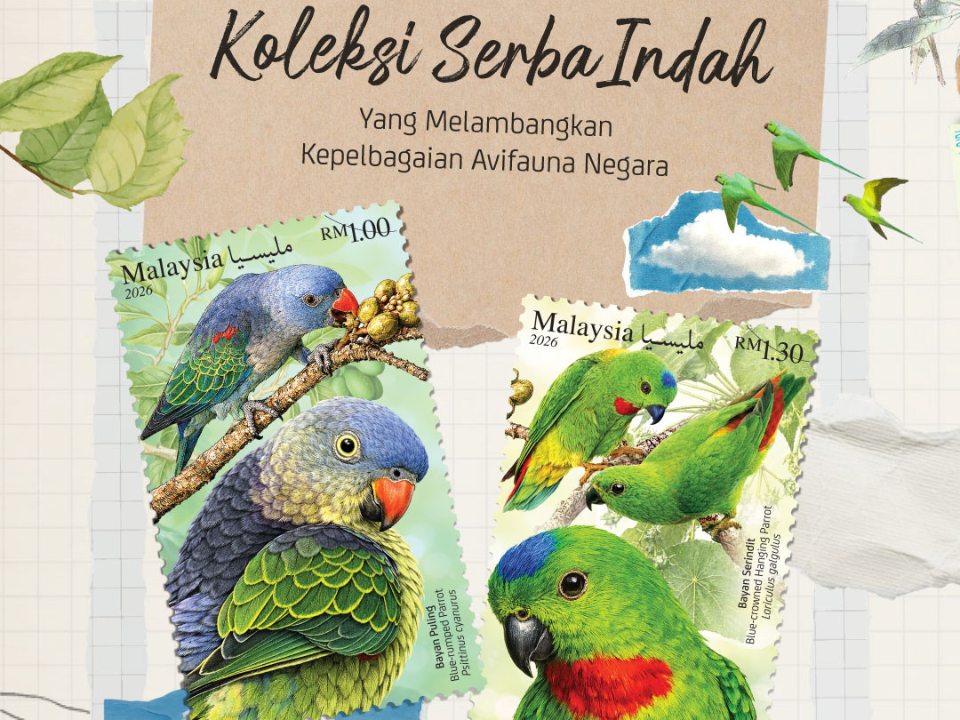 Image from: Pos Malaysia Unveils Parrots of Malaysia Stamp Series