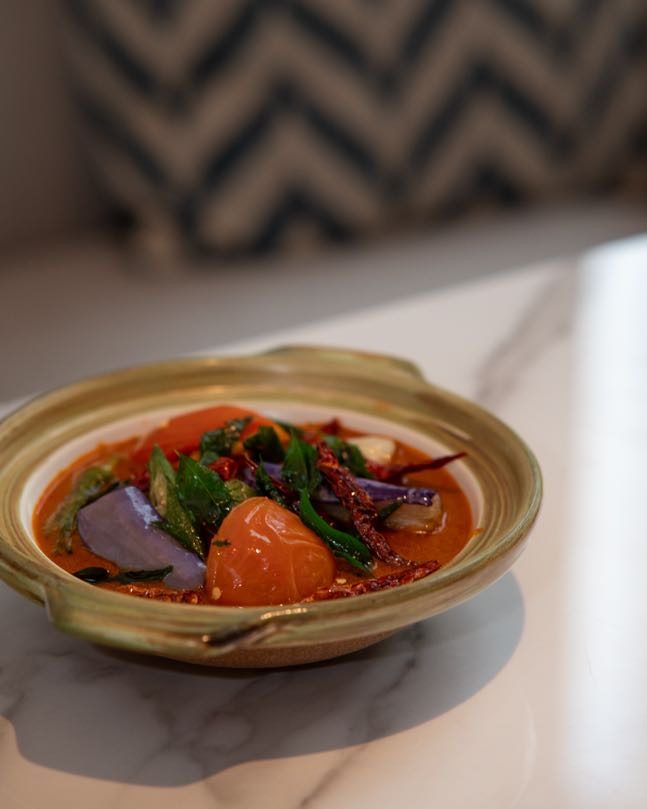 Chef Parthiban’s Coastal Curry with red snapper, lady’s finger, eggplant and tomato
