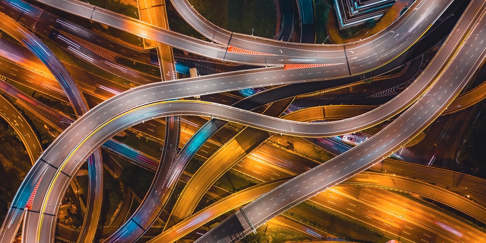 Aerial view of Damansara highway interchange at dusk by Chee Gin Tan