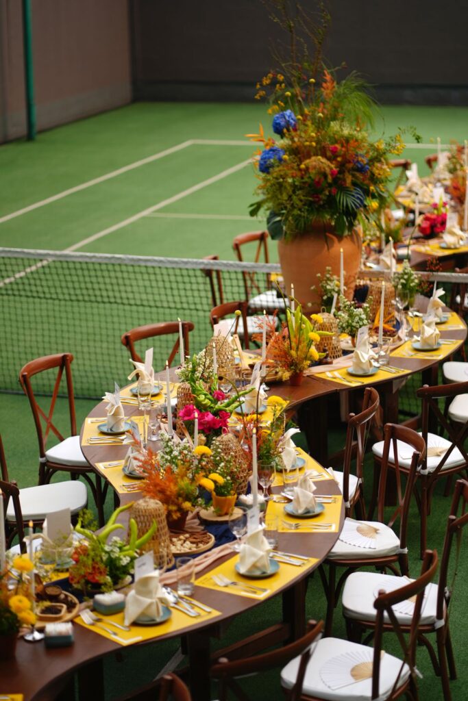 The Local Edit dinner table set on a tennis court for Marriott Future of Food 2027