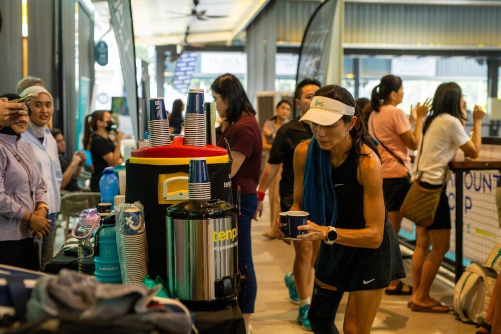 Players at the hydration station during the Paramount Cup Festival