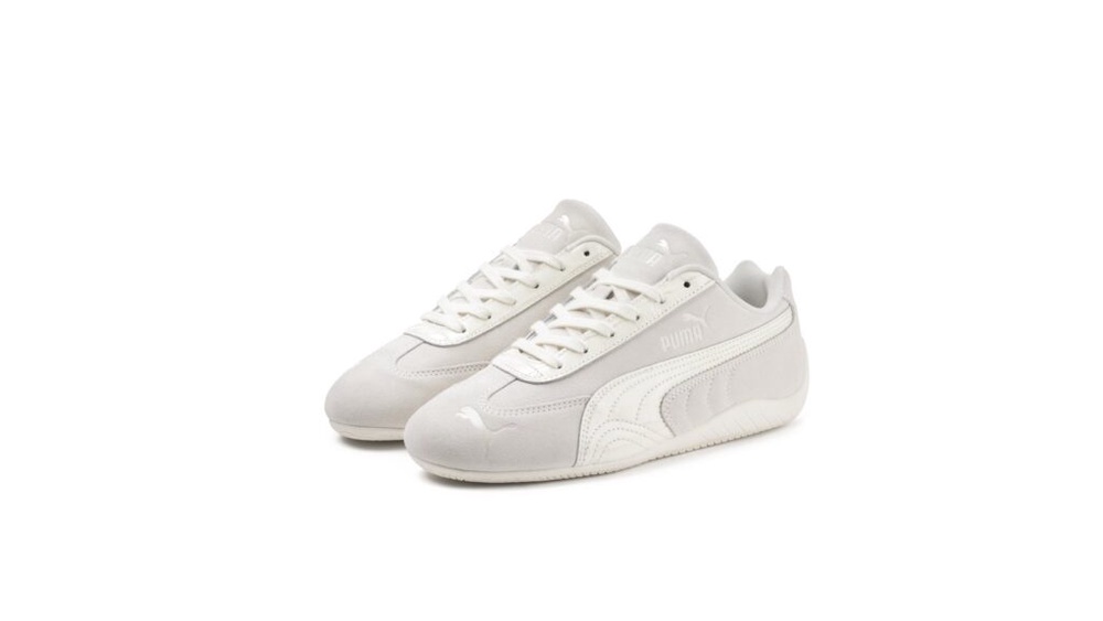 PUMA Speedcat Croc in off-white suede with tonal croc-textured overlays