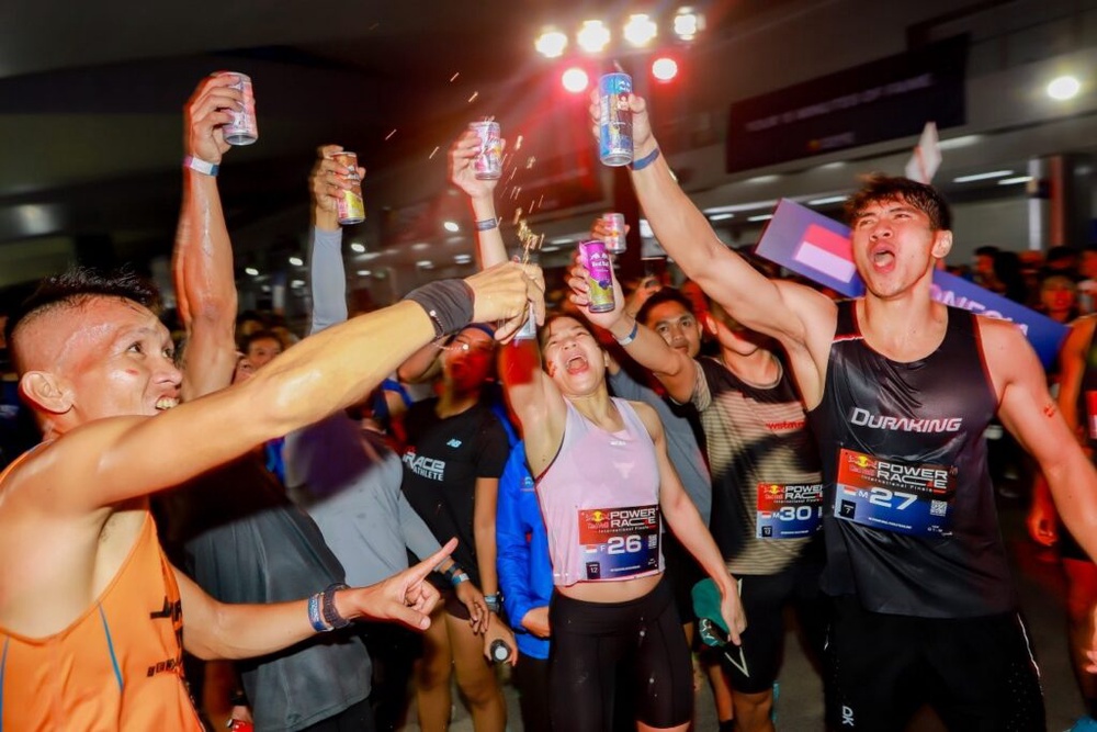 Athletes celebrate after the Red Bull Power Race International Final