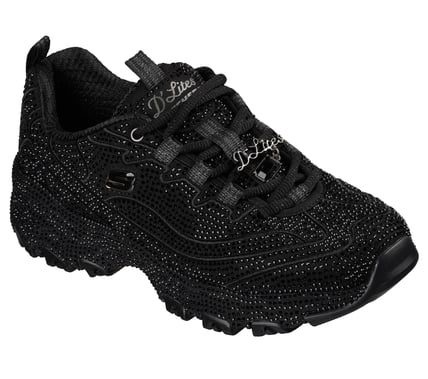 Skechers D'Lites Bling Bling rhinestone sneaker in Black