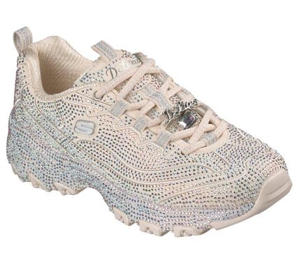 Skechers D'Lites Bling Bling rhinestone sneaker in Off-White