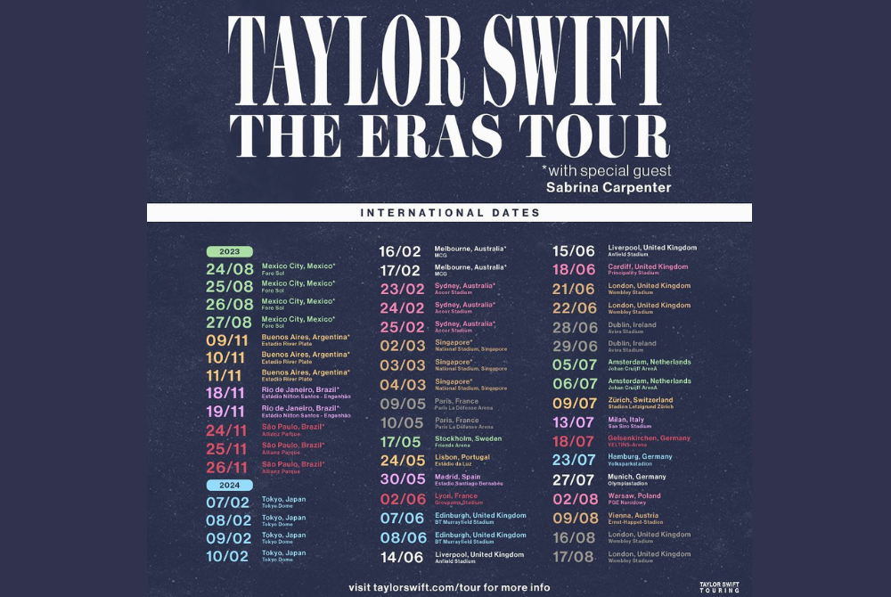 No stop in Malaysia, but Singapore gets three days of Taylor Swift’s ...