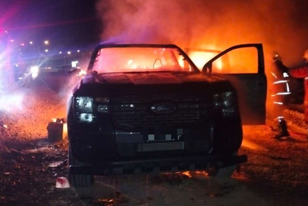 Image from: Motorcyclist killed in crash, four-wheel-drive vehicle later set ablaze