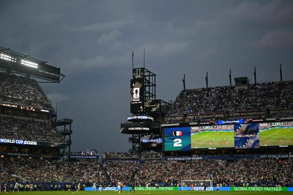 Image from: Lightning, downpour, a two-hour delay: Bad weather hits the World Cup