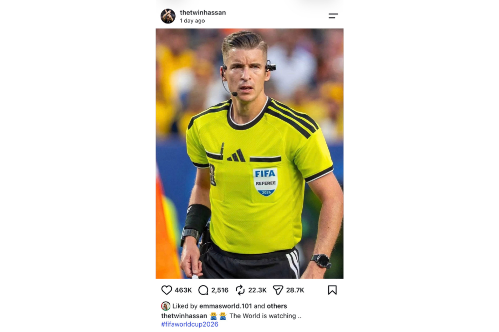 Image from: ‘The world is watching’ - Egypt coach posted referee François Letexier’s picture on Instagram